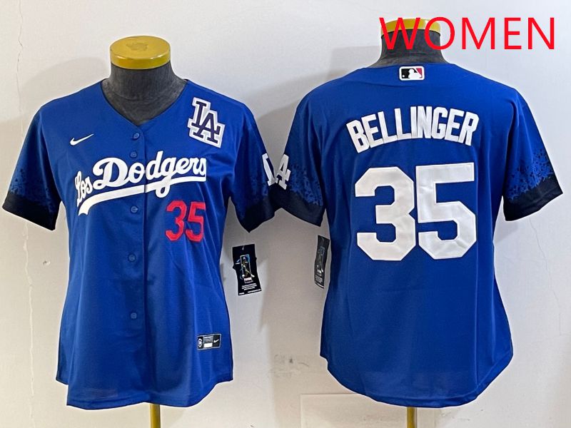 Women Los Angeles Dodgers #35 Bellinger Blue City Edition 2025 Nike MLB Jersey style 7